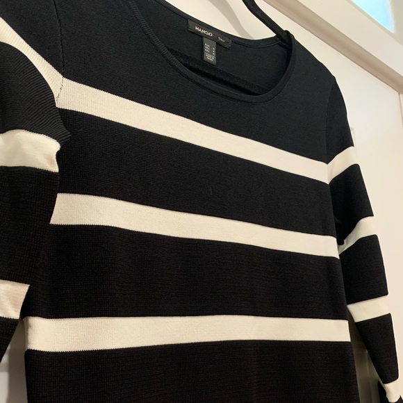 MANGO Suit Black and White Knit Bodycon Dress - Picture 4 of 6